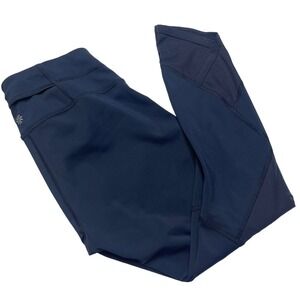 Athleta Navy Blue Aura Sonar Capri Mesh‎ Inset Cropped Leggings Women's size XS